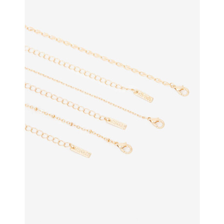 Set De Collares Cadena Metal Dorado