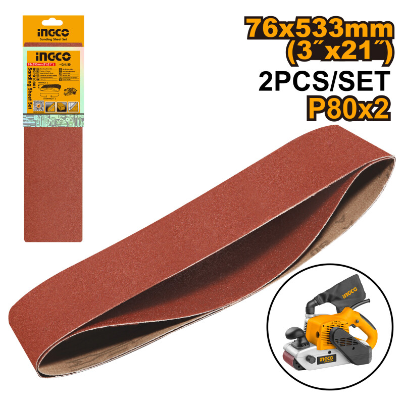 LIJA SET 2 LIJAS EN BANDA P LIJADORA INGCO 76C533 G80 2LIJAS POR SET LIJA SET 2 LIJAS EN BANDA P LIJADORA INGCO 76C533 G80 2LIJAS POR SET