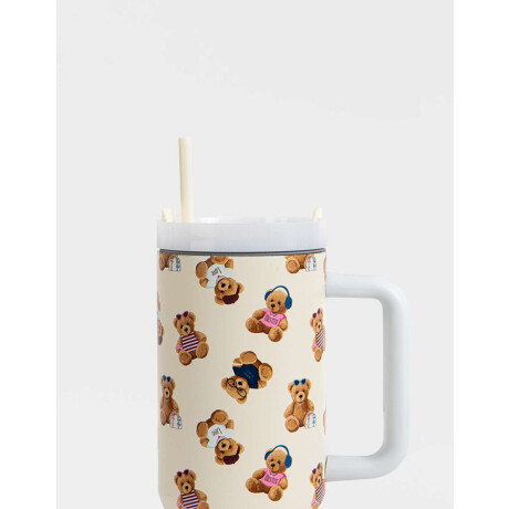 Vaso Térmico Estampa Teddy Blanco Crudo