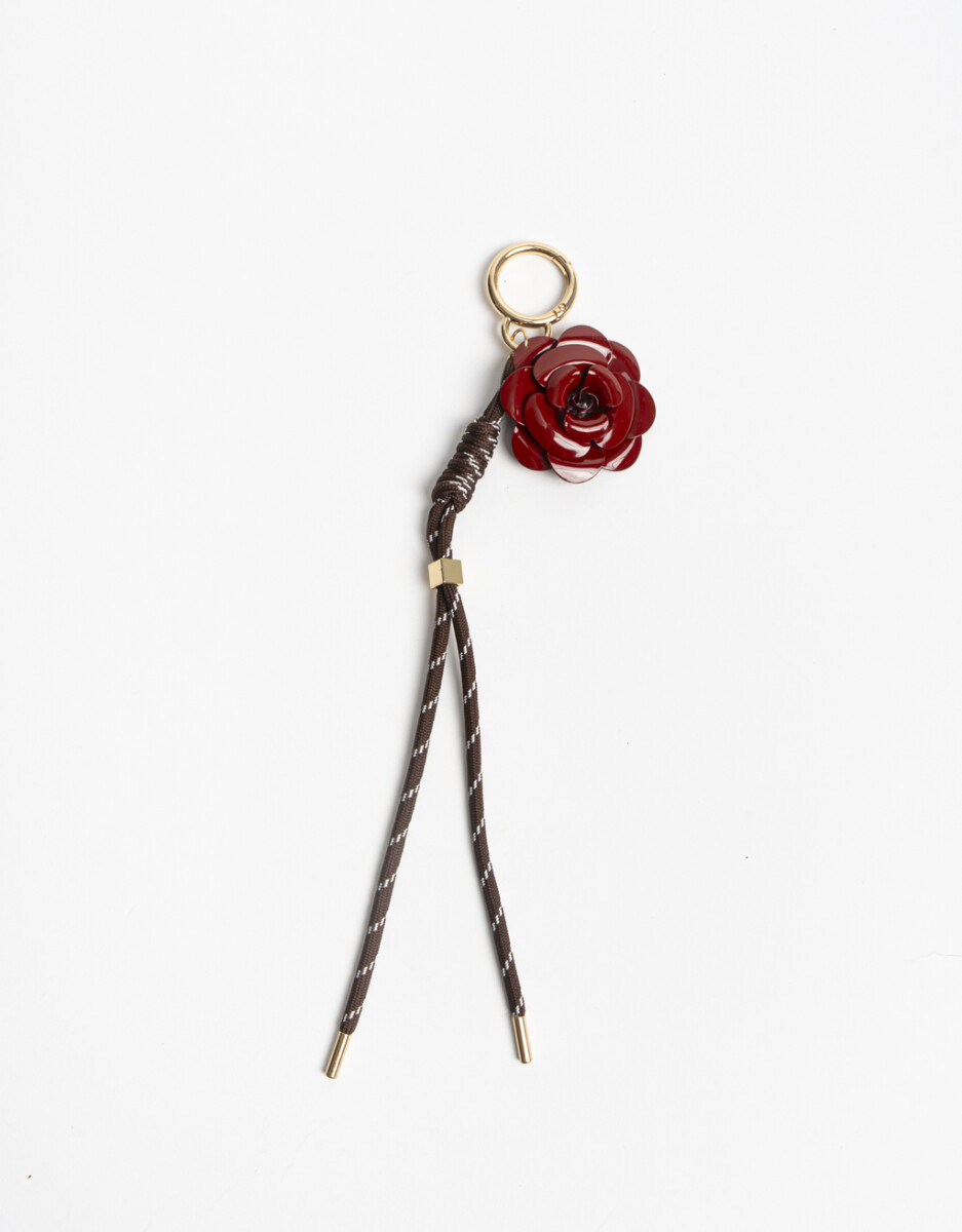 Llavero Cordón Y Flor Metálica. 