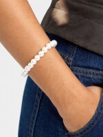 Pulsera Elástica De Perlas blanco
