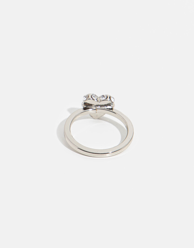 Anillos Chicos Strass Anillo De Corazón - Plateado Rodio