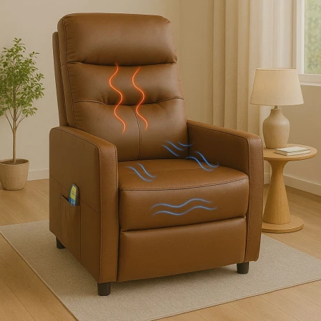 Sillon reclinable 1 cuerpo con masajeador y calefaccion - Marrón Sillon reclinable 1 cuerpo con masajeador y calefaccion - Marrón