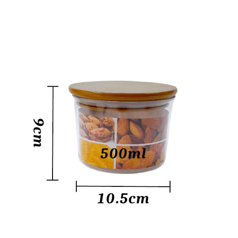 OUTLET Contenedor acrílico tapa hermética símil madera 500ml Outlet Contenedor Acrílico Tapa Hermética Símil Madera 500ml