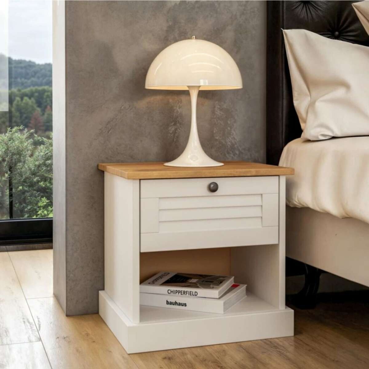Mesa de Luz 1 Cajion Li­nea Valenciana - Blanco 