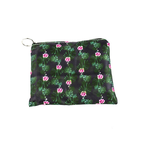 Bolsa Reutilizable Verde Con Flores Rosadas Unica