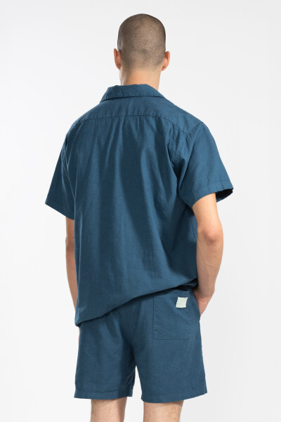 FLORAL LINEN SHORTS Blue