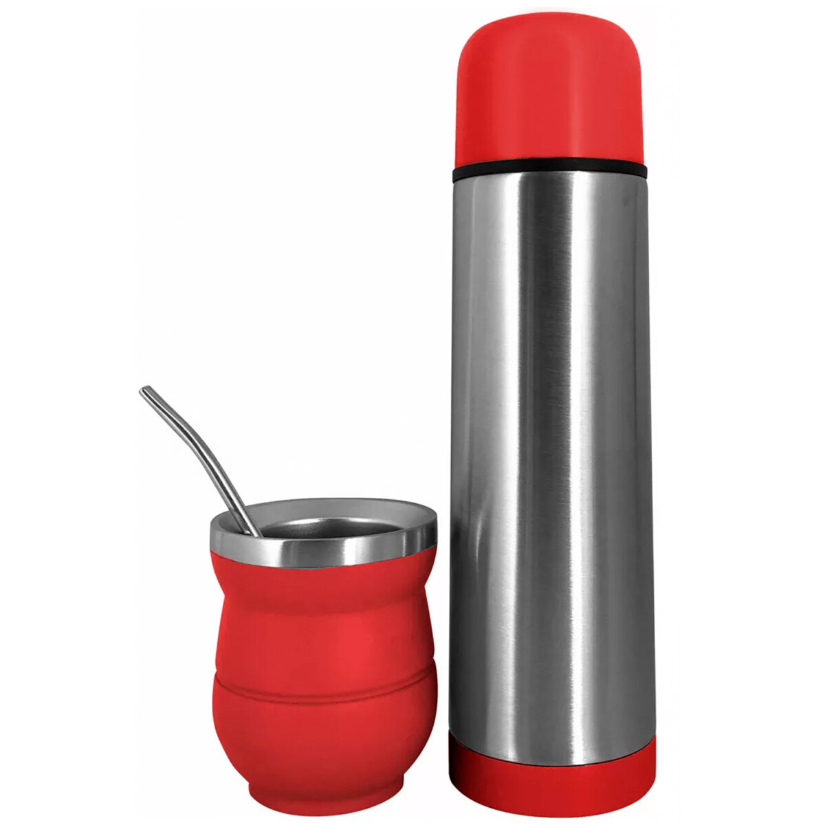 Set Termo Selecta 500ml + Mate + Bombilla Para Mate Y Bebidas Calientes - Rojo 