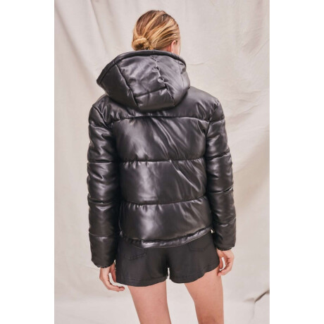 Campera Capitoneada Cuero Vegano Negro
