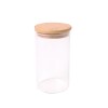 Frasco de vidrio con tapa de madera 8.5x15 cm Frasco De Vidrio Con Tapa De Madera 8.5x15 Cm