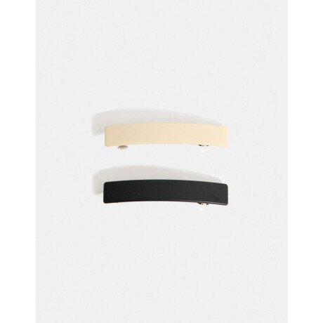 Set De Hebillas Francesas Matte Combinacion Bicolor