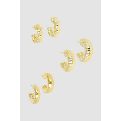 Set de aros con textura gold Oro fuerte