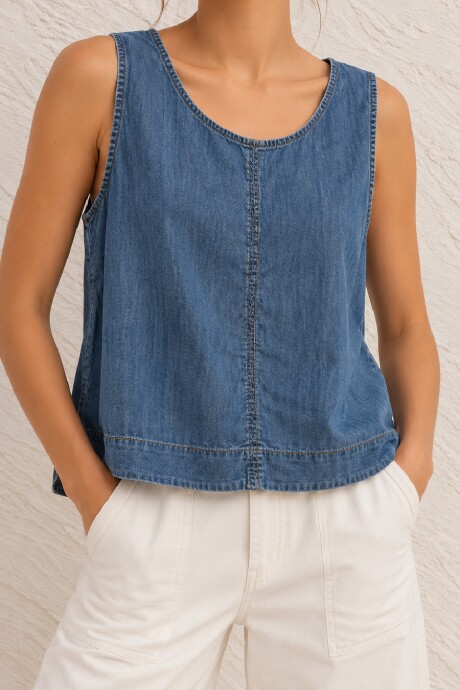 outlet Musculosa Denim Azul