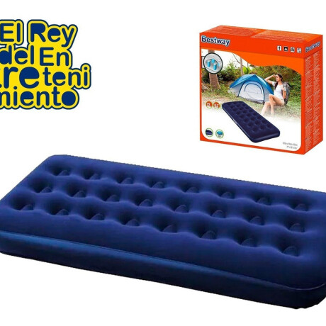 Colchón Inflable Bestway 1 Plaza Camping + Almohada Azul