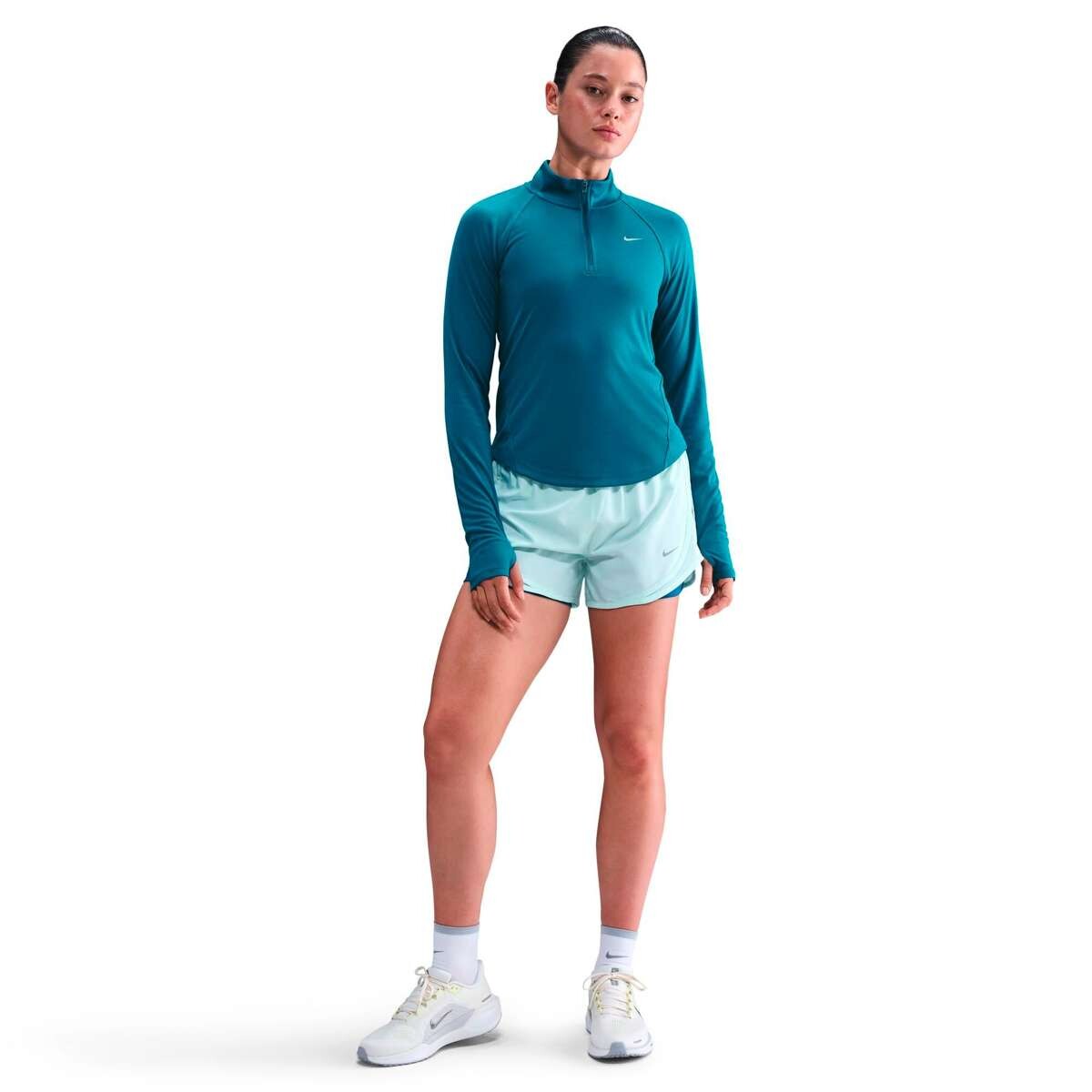 Remera Nike Tempo Swoosh Run Dri-Fit 1/4-Zip Running Top de Mujer - verde 