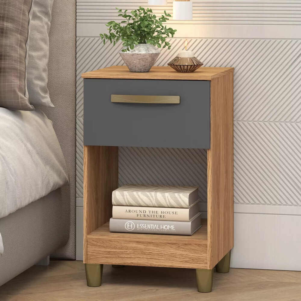 MESA DE LUZ O NOCHE DE 1 CAJÓN GRIS