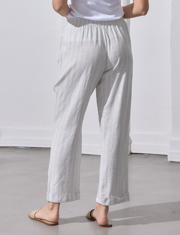 Pantalon Lino Lineas CRUDO/MULTI