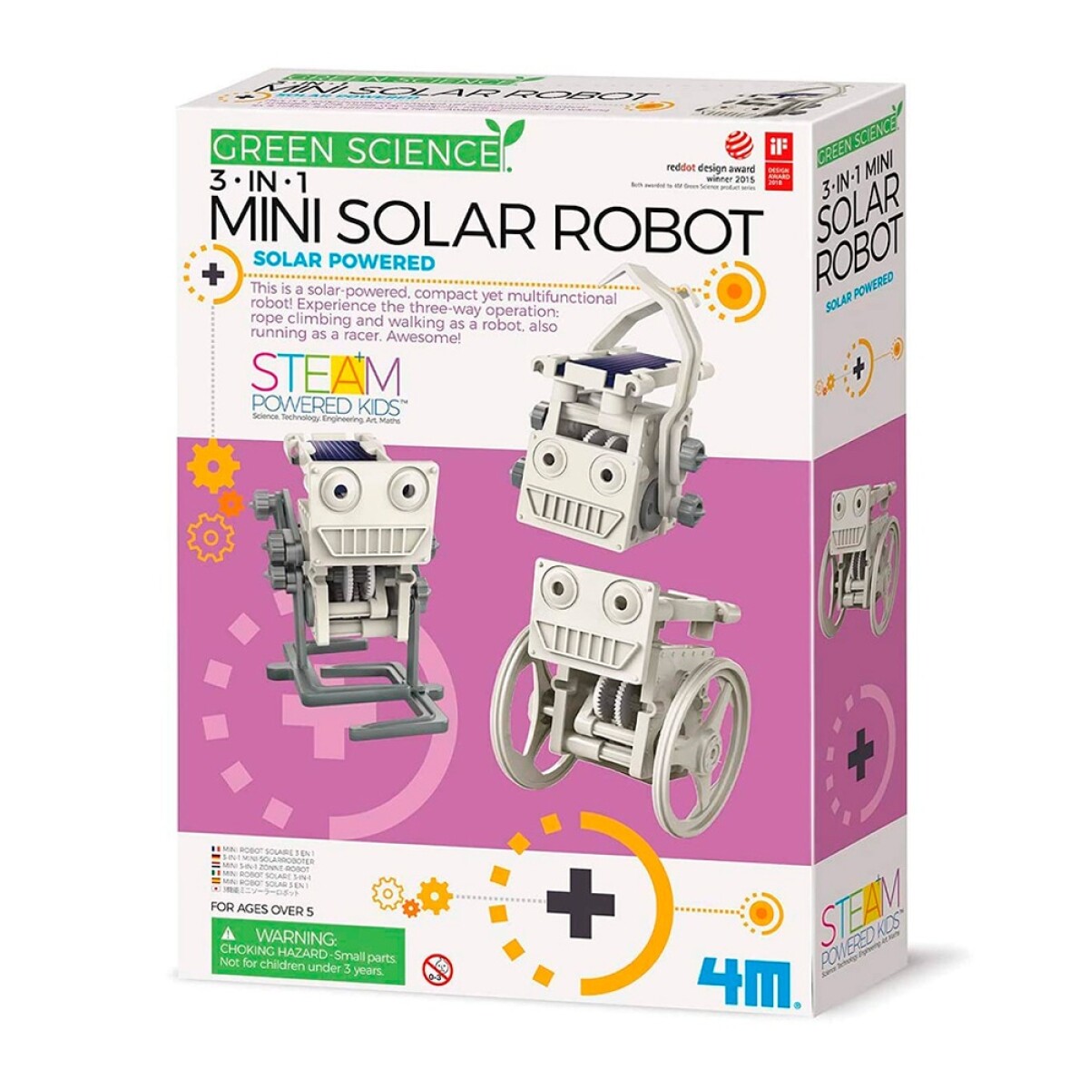 Juego Educativo de Ciencias 4M Mini Robot Solar 3 en 1 - Gris 