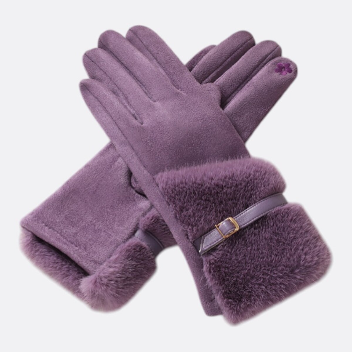 Guantes Selene De Abrigo Detalle De Piel y Pulsera - Lila 
