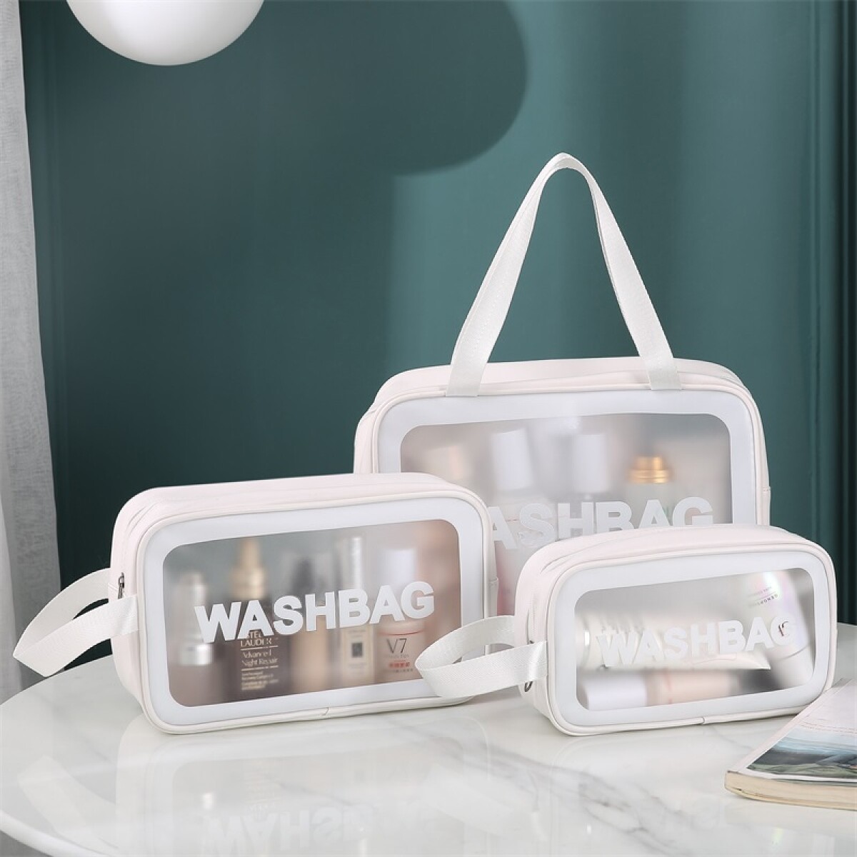 Set de Neceser de Viaje Transparentes Impermeables Washbag - Blanco 