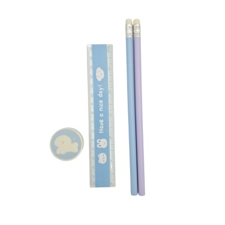 Set artículos escolares 4pcs celeste