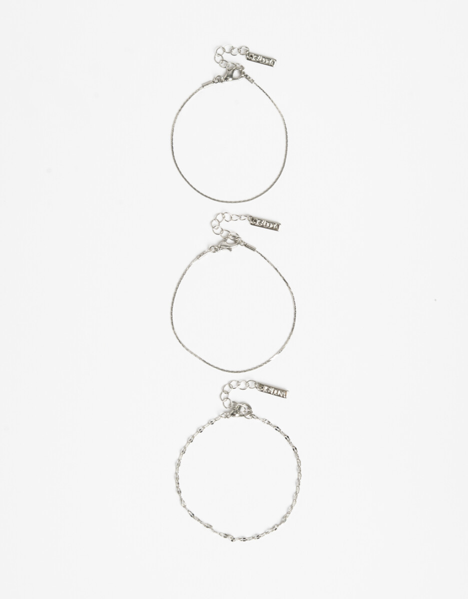 Set De Pulseras Flexibles De Metal 