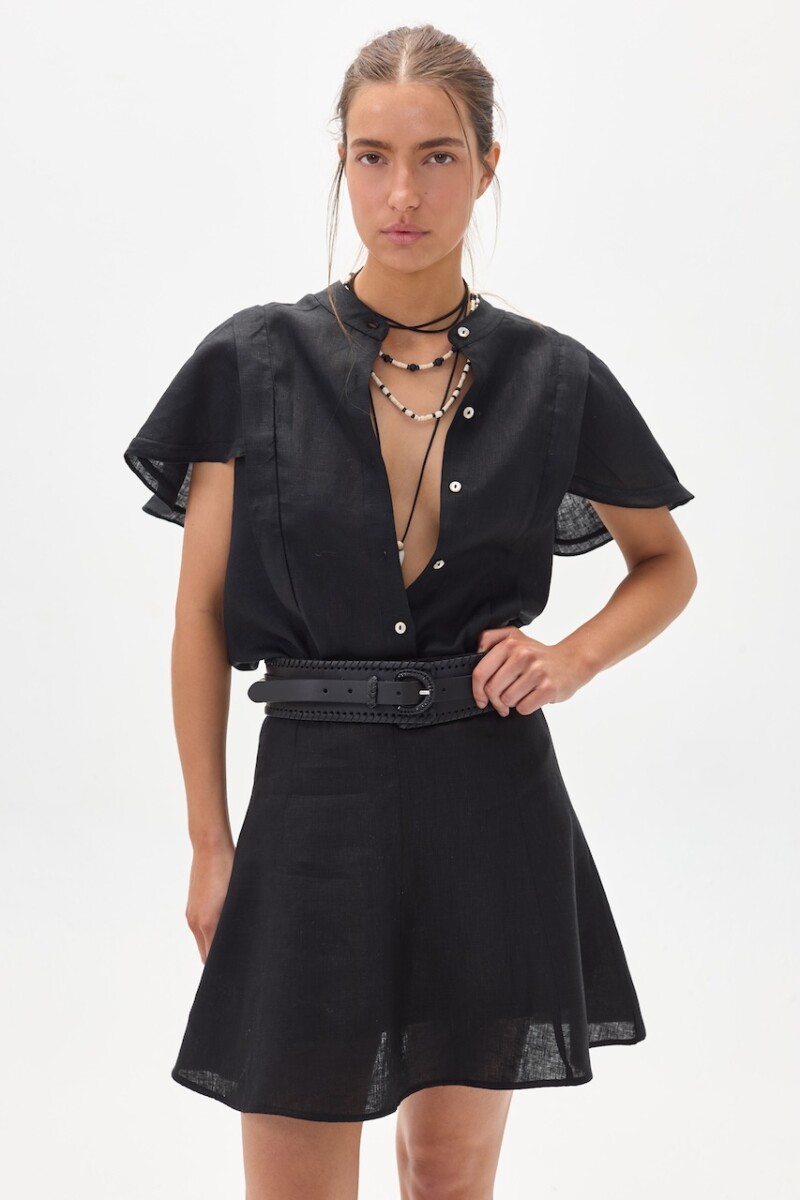 Falda Alu en Lino Negro