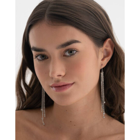 Aros Con Strass Plateado Plata Mate