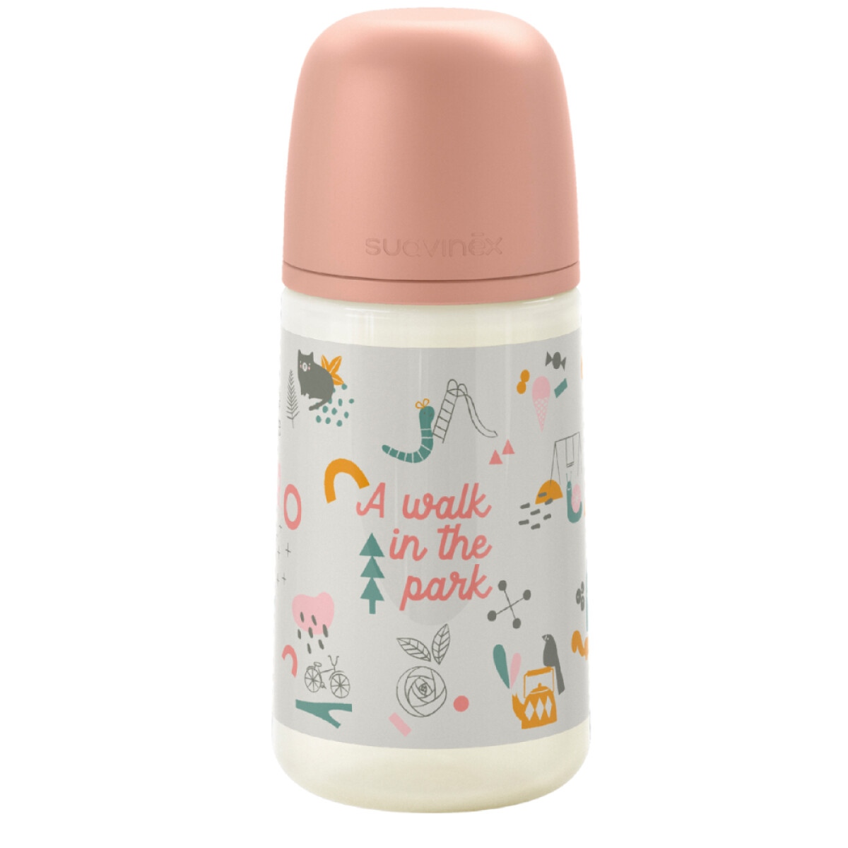 Mamadera Suavinex Anatómica 0-6 Meses Flujo M Rosada 270ml 