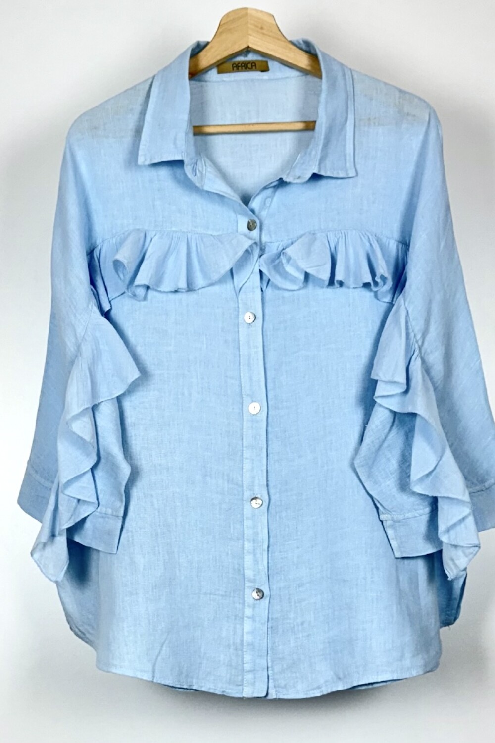 CAMISA LINO VOLADOS ALBA CELESTE