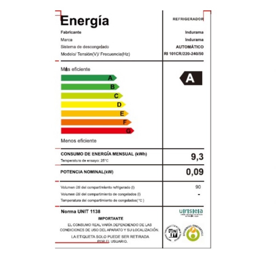 Frigobar 90 Lts Indurama IN-RI-101 Frigobar 90 Lts Indurama IN-RI-101