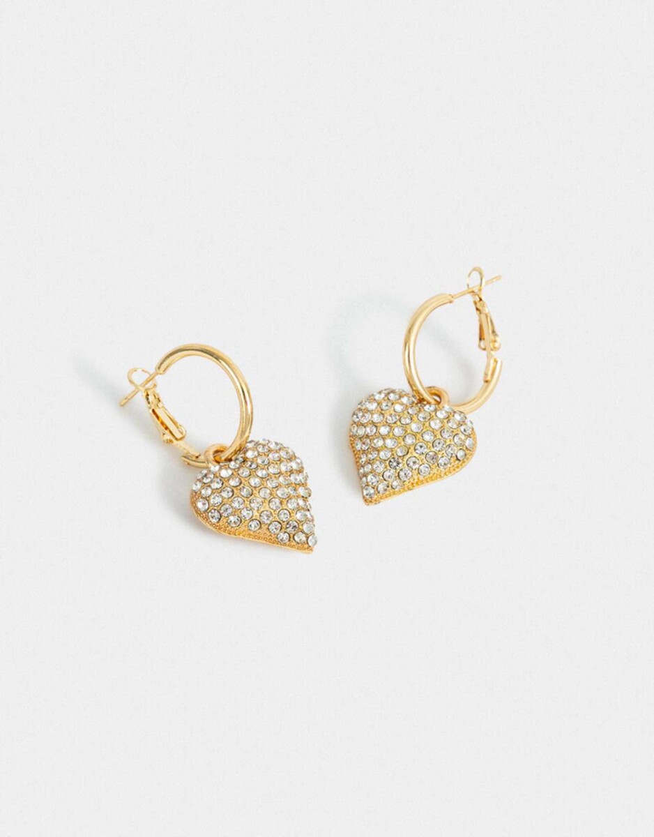 Aros Argollas Con strass - Dorado 