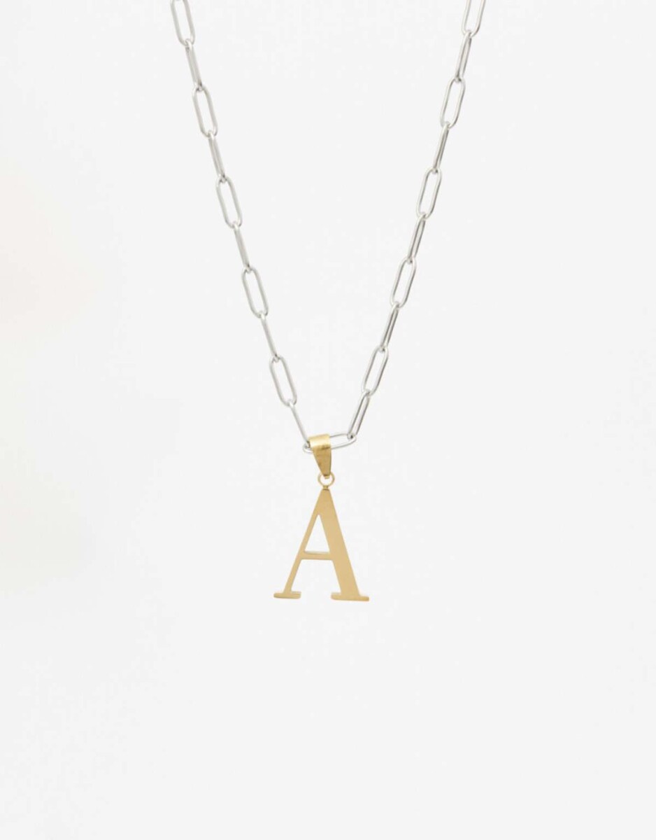 Cadena De Acero Inicial Letra ''a'' - Combinacion Bicolor 