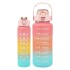 Set X2 Botella De Agua Deportiva 2L + 800 ML MotivacionaL Color Variante Rosa