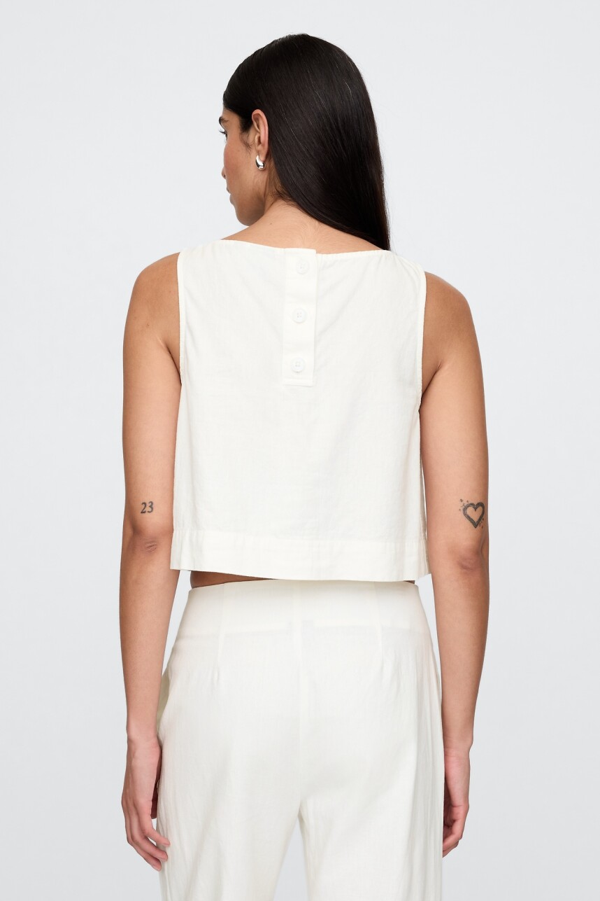 Musculosa De Lino Mujer New Off White