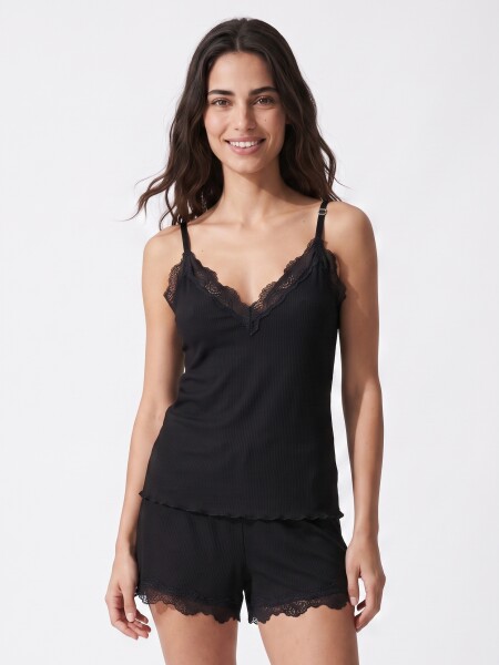 PIJAMA SET RIB NEGRO