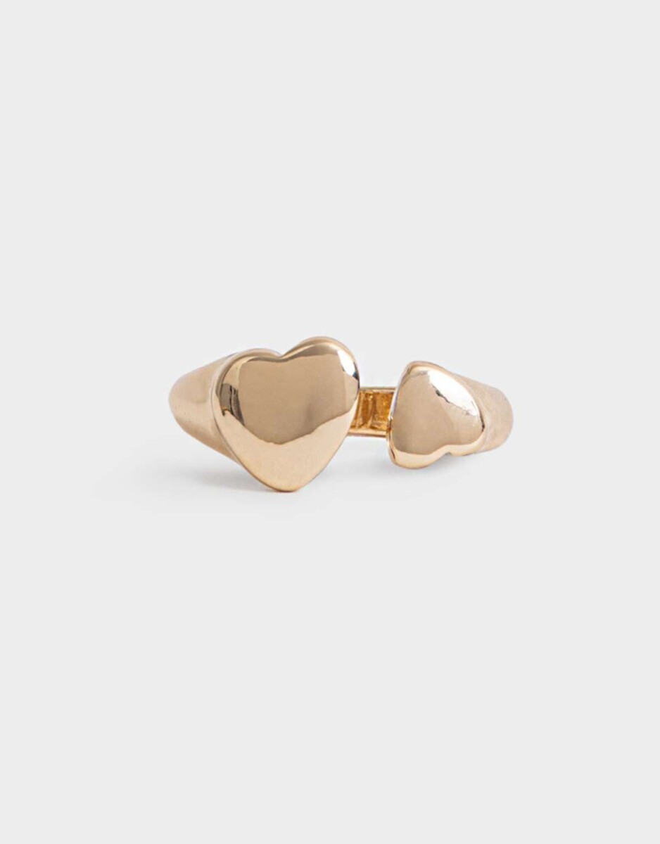 Anillo Metal Corazones Bold - Dorado 