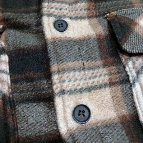 Campera Camisa Leñadora Cangurito Capucha Botones Negro