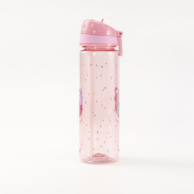 BOTELLA PLÁSTICA PORTÁTIL GATO MIMI CON SORBETE (600 ML / ROSA) BOTELLA PLÁSTICA PORTÁTIL GATO MIMI CON SORBETE (600 ML / ROSA)