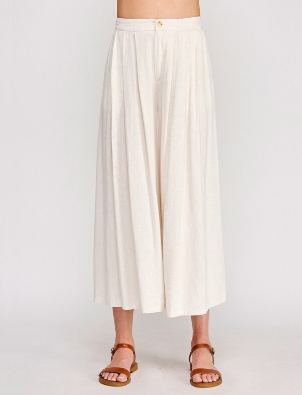 Pantalon Crop Lino BEIGE CLARO