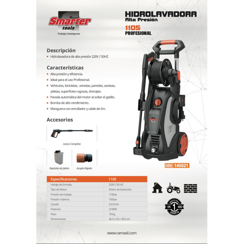 Hidrolavadora Smarter inducción 150 bar Hidrolavadora Smarter inducción 150 bar