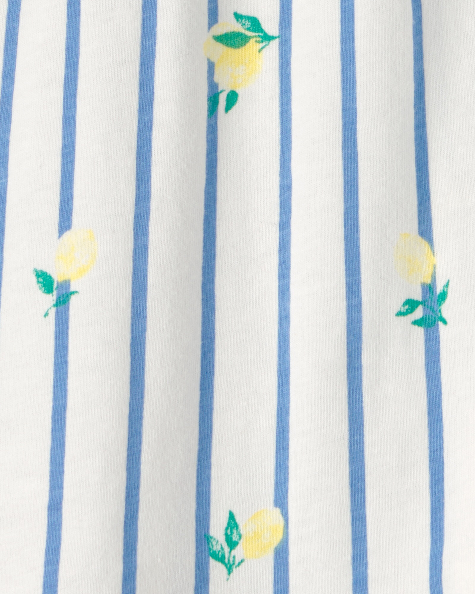 Blusa de algodón, manga corta, diseño a rayas y limones Sin color