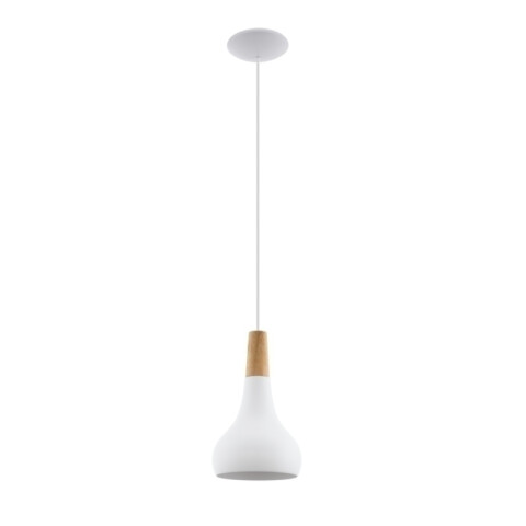 Lámpara campana metal blanco y madera Ø18 SABINAR EG0815