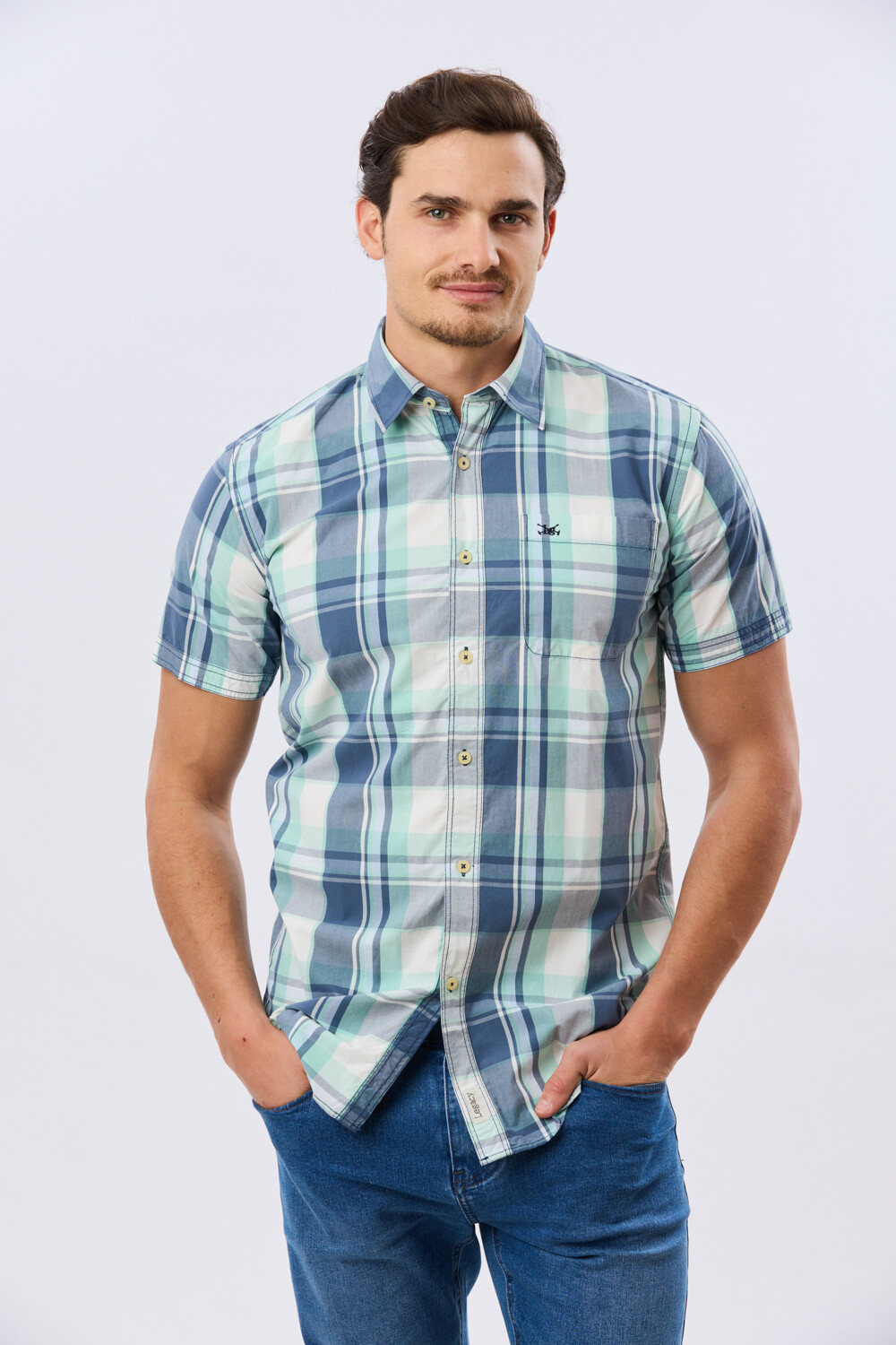 CAMISA MANGA CORTA CUADROS Verde