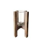 PORTAVELA DE VIDRIO 13x9CM BASE DE MADERA 23x15CM PORTAVELA DE VIDRIO 13x9CM BASE DE MADERA 23x15CM