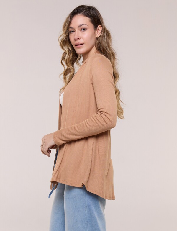 Cardigan De Punto Acanalado TOSTADO