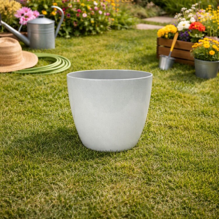 MACETA REDONDA 27 CM UMBRA GRIS PIEDRA GRIS