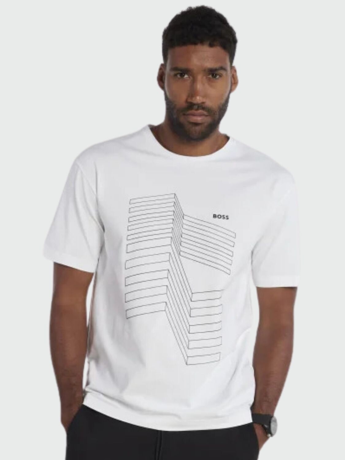 Hugo Boss -Remera de algodón estampada, relaxed fit, TEE 6 Blanco