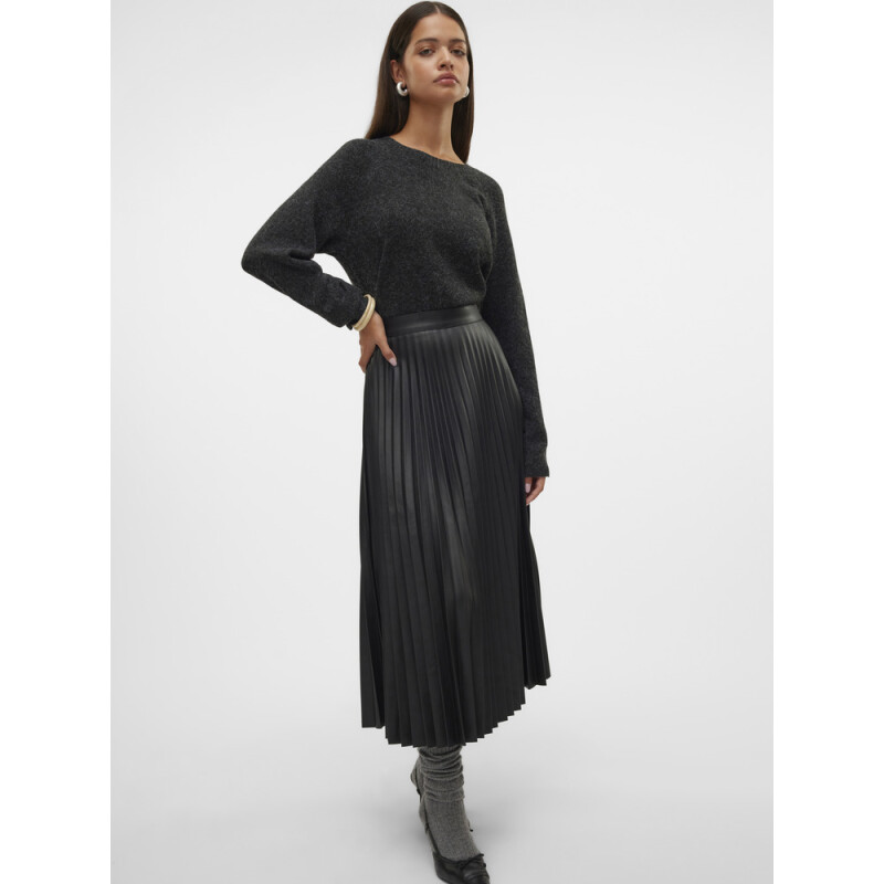 VMBELLAHOLLY HW 7-8COATED SKIRT C-24 2 Asphalt-Black
