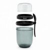Tupper para Yogur y Snack con Doble Compartimento y Cuchara Negro